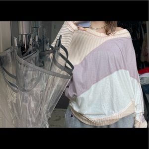 Free People Oversized Color Paneled Long Sleeve